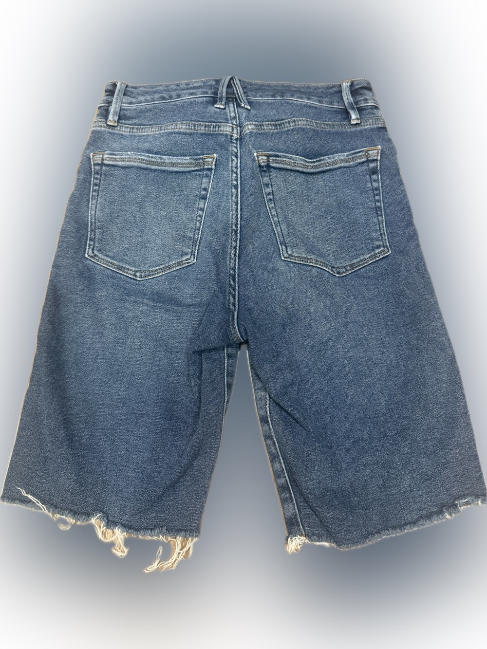 Good American Distressed Denim Jean Shorts - Blue